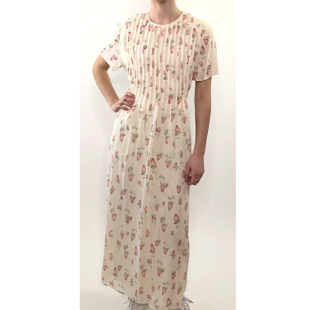 1990s Semi Sheer Floral Dress Size 12
